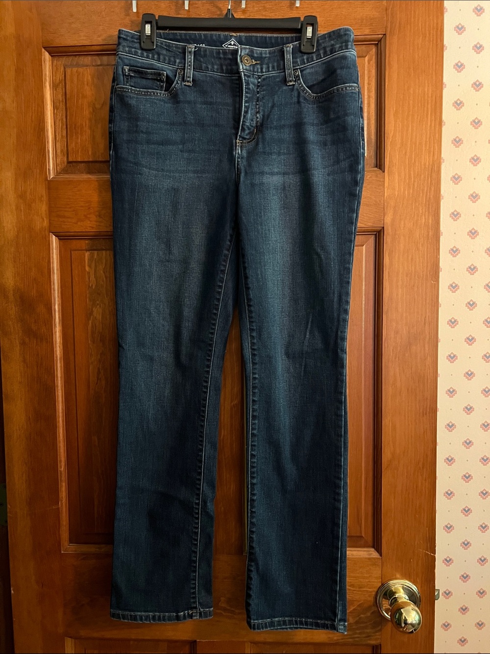 Womens St. John’s Bay Classic Dark Wash Straight Leg Jeans - Dark Blue